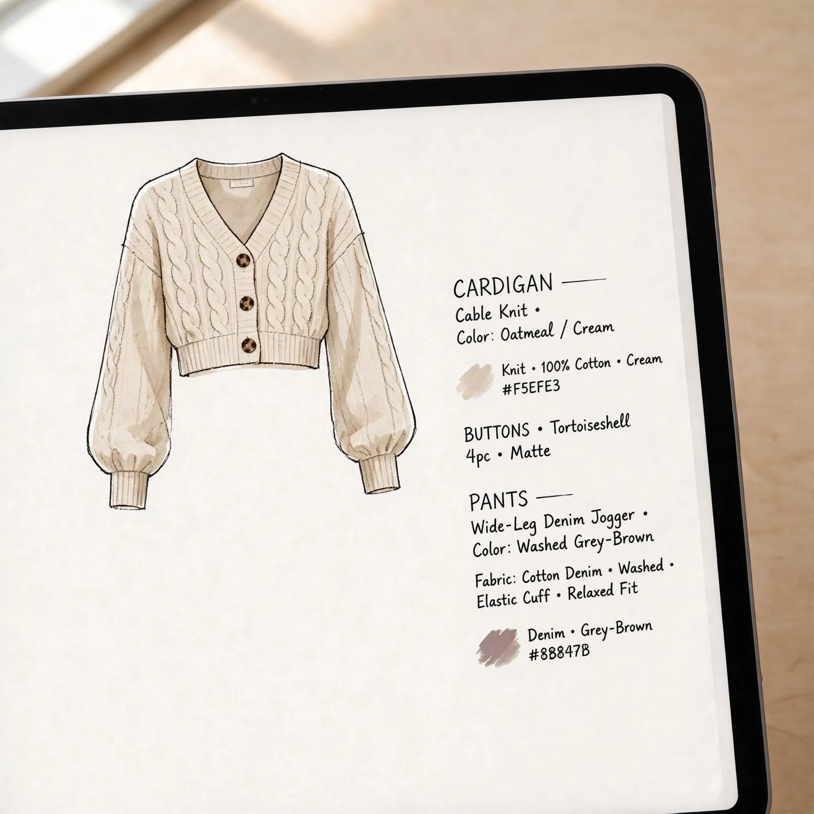 Gros plan sur le modèle du cardigan